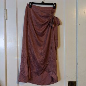 Shein Rose Gold Pink Shimmer Wrap Skirt W/Tie Small Preppy  Boho Cottagecore